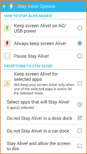 Stay Alive! Keep screen awake screenshot
