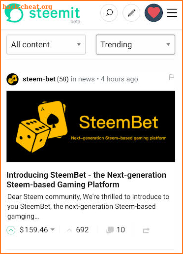 Steemit Beta screenshot