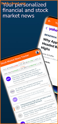 Stock market news tracker screenshot