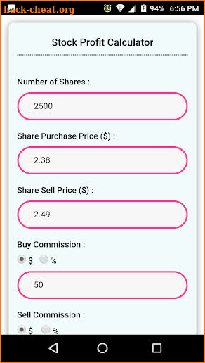 Stock Profit Calculator screenshot