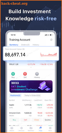 Stock simulator: Paper trading screenshot