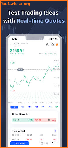 Stock simulator: Paper trading screenshot
