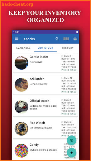 Store Manager: stock and sales screenshot