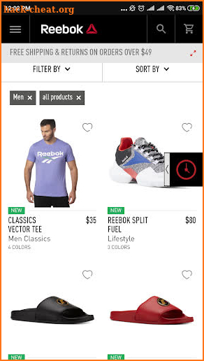 Store Reebok screenshot