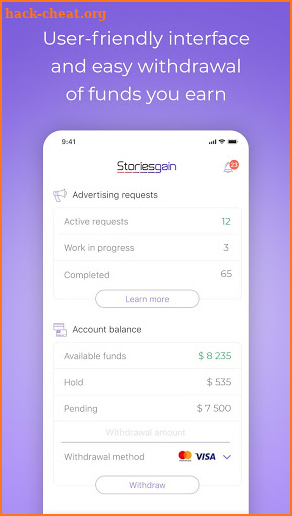 Storiesgain — make money with Instagram screenshot