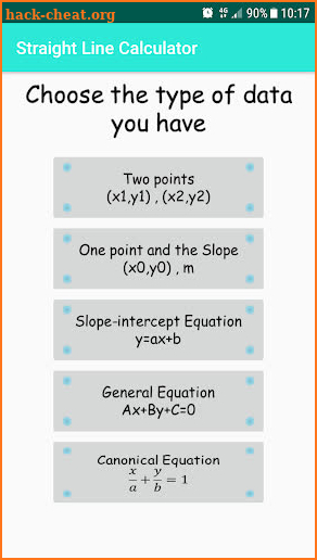 Straight Line Equation Calculator screenshot
