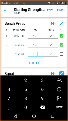 Strong: Exercise Gym Log, 5x5 screenshot