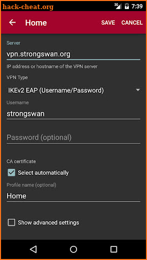 strongSwan VPN Client screenshot