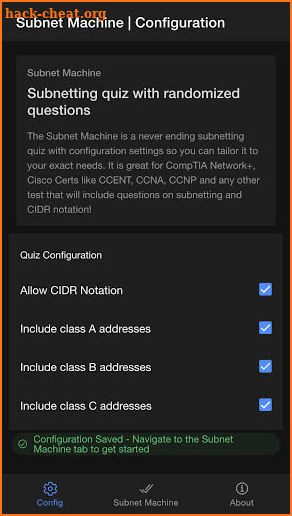Subnet Machine - Never ending subnet quiz screenshot
