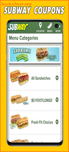 subway coupons screenshot