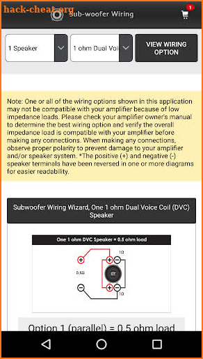 Subwoofer Wiring Calculator and Diagrams screenshot
