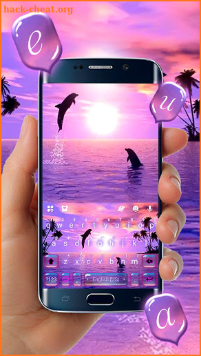 Sunset Sea Dolphin Keyboard Theme screenshot