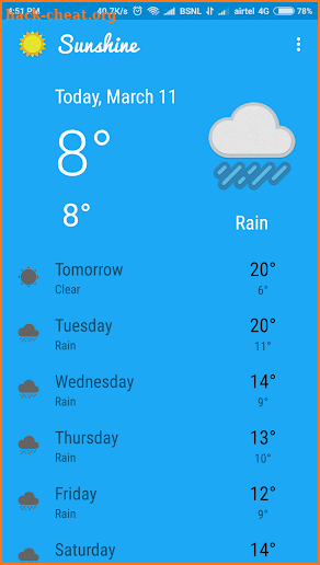Sunshine Weather App screenshot