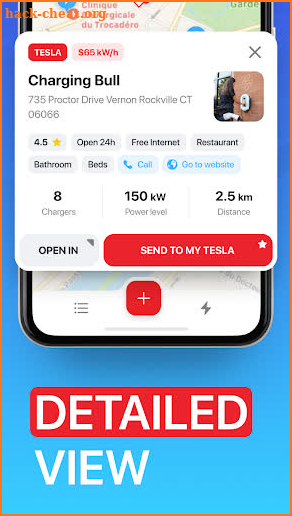 Supercharger map for Tesla screenshot