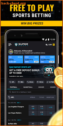 SuperDraft - Sportsbook Free to Play for Prizes screenshot