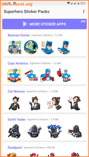 Superhero Sticker for WhatsApp - WAStickersApps screenshot