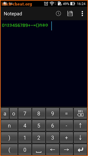 Superscript numeric keypad screenshot