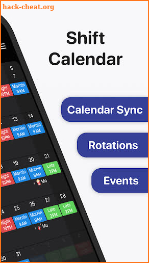 Supershift Shift Work Calendar screenshot