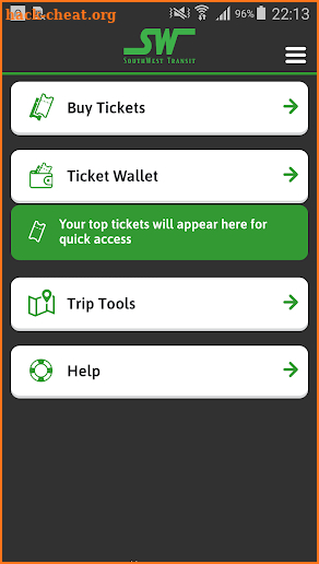 SW Mobile Tickets screenshot