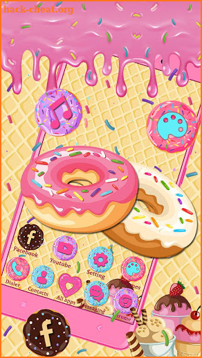 Sweet Cute Donuts Themes HD Wallpapers 3D icons screenshot
