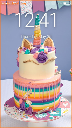Sweet Unicorn Cake Screen Lock screenshot