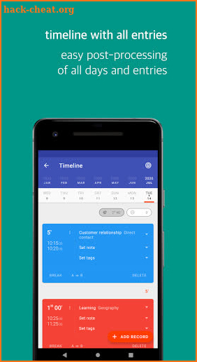 Swipetimes › Time tracker · Work log screenshot