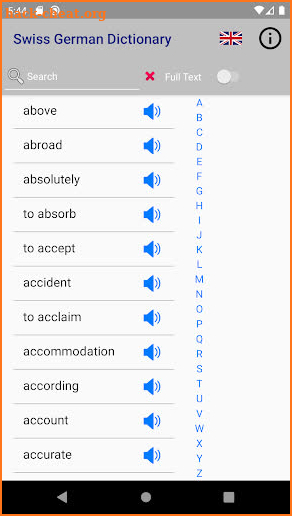 Swiss-German English Dictionary screenshot