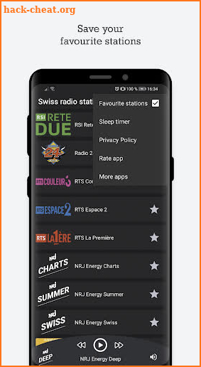 Swiss radio stations screenshot