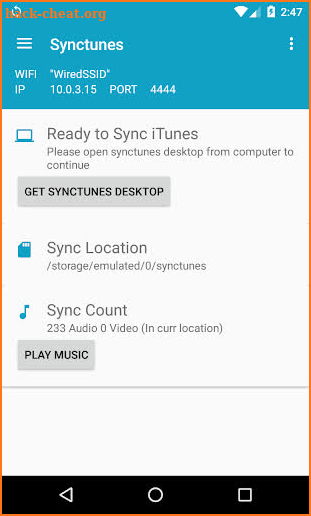 Synctunes: iTunes to android screenshot