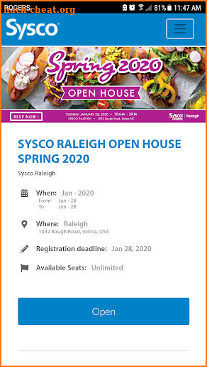 Sysco Events screenshot