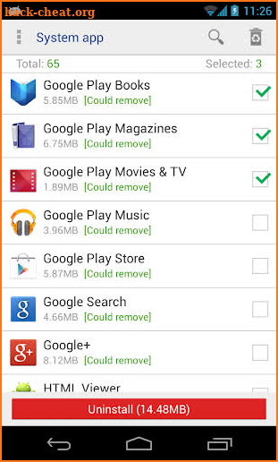 system app remover pro screenshot