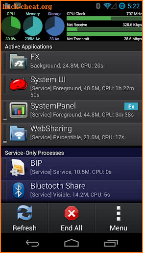 SystemPanel App / Task Manager screenshot