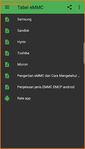 Tabel eMMC screenshot
