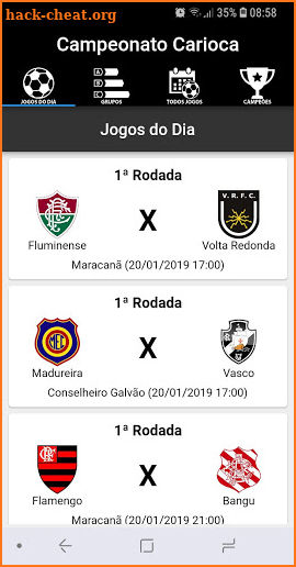 Tabela do Campeonato Carioca 2019 screenshot