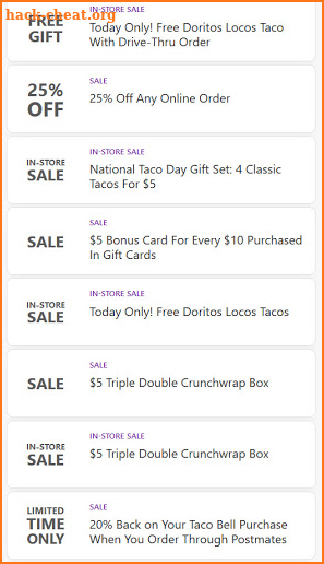 Tacos Bell Coupons Deals Free Games for Taco Bell screenshot