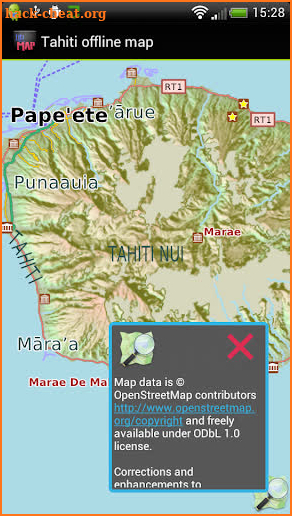 Tahiti offline map screenshot