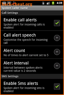 Talking SMS and Caller ID full screenshot