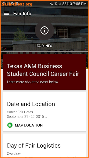 TAMU BSC Career Fair screenshot