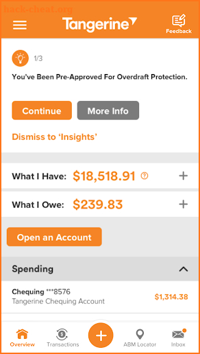 Tangerine Mobile Banking screenshot