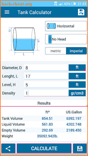 Tank Volume Calculator Pro screenshot