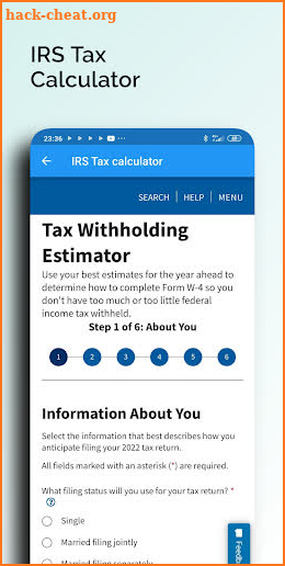 Tax status: Where's my refund? screenshot