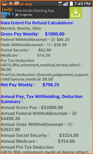 TaxRefund Calculator, Find Your Tax Refund screenshot