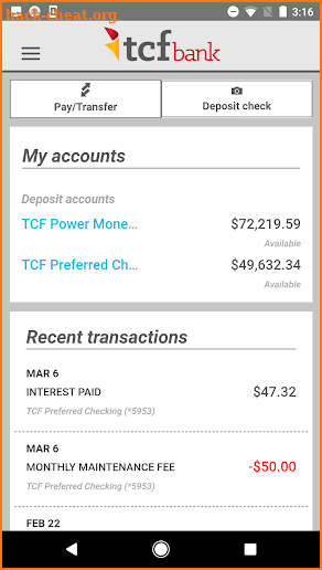 TCF Bank screenshot