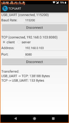 TCPUART transparent Bridge screenshot
