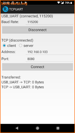 TCPUART transparent Bridge screenshot