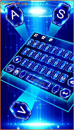 Tech Blue Neon Keyboard Background screenshot