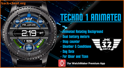 Techno 1 Animated Watchface for WatchMaker screenshot