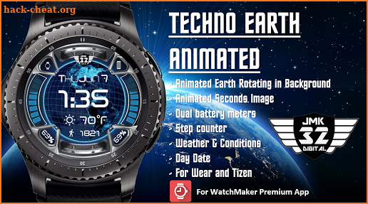 TECHNO EARTH ANIMATED Watchface for WatchMaker screenshot