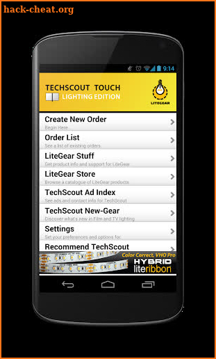 TechScout Touch, Lighting screenshot