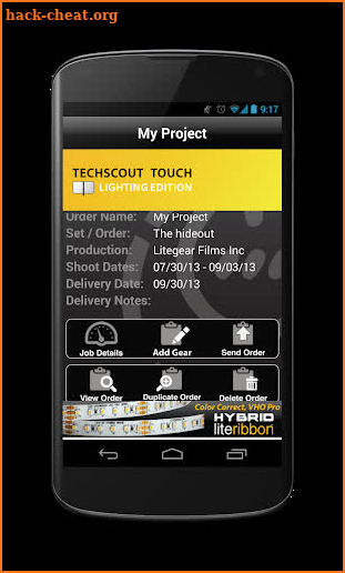 TechScout Touch, Lighting screenshot